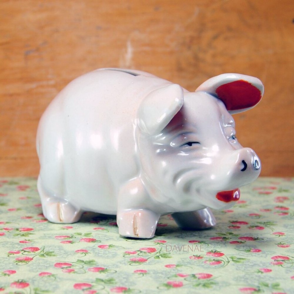 VTG 1940's Porcelain Shake or break Piggy Bank